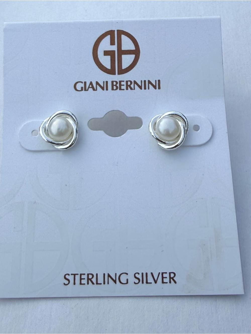 Giani Bernini Silver Knot Pearl Stud Earrings